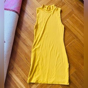 Babaton Contour Mockneck Mini-Dress - Sumac Yellow - M